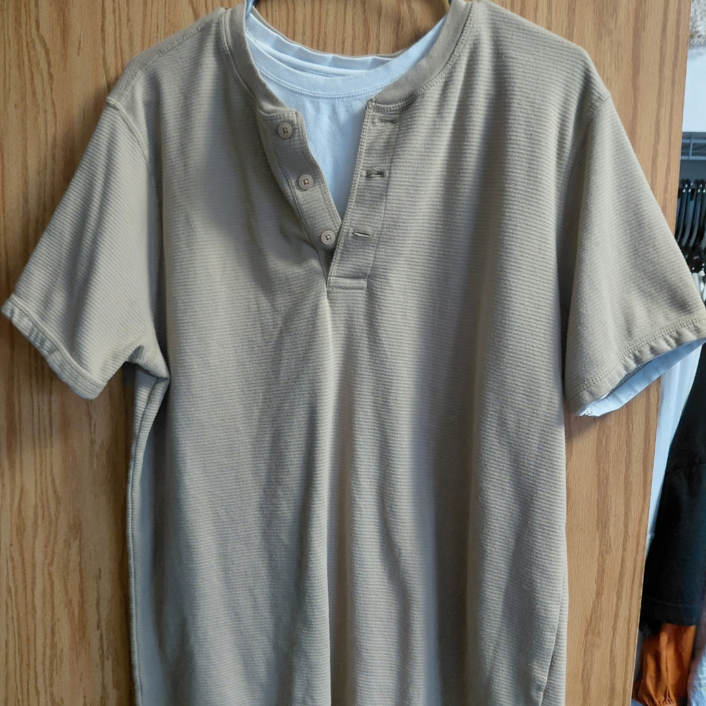 Denver Hayes Casual Tan Button Down Shirt